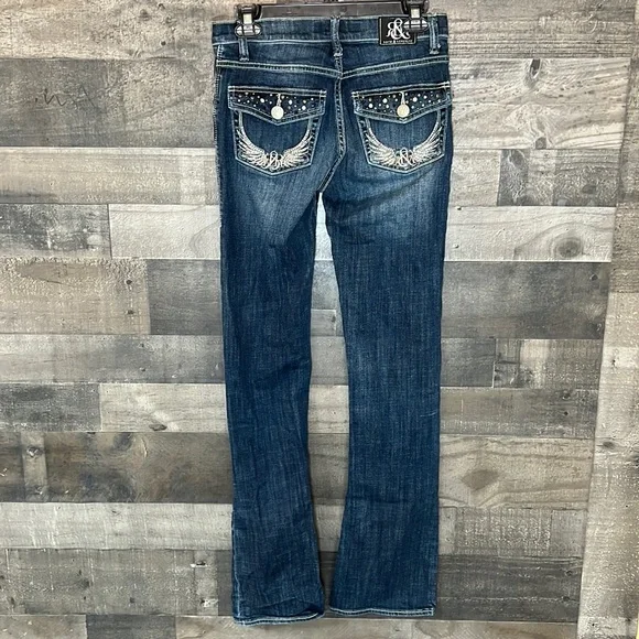Rock & Republic Dark Blue Jeans with Jeweled Back Pockets - Picture 1 of 11